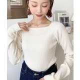 スクエアネックリブニットプルオーバー12G | moment+ | 詳細画像14 