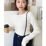 スクエアネックリブニットプルオーバー12G | moment+ | 詳細画像17 