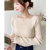 スクエアネックリブニットプルオーバー12G | moment+ | 詳細画像46 