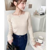 スクエアネックリブニットプルオーバー12G | moment+ | 詳細画像48 