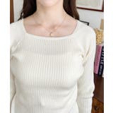 スクエアネックリブニットプルオーバー12G | moment+ | 詳細画像5 