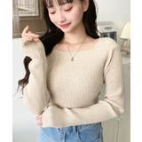 スクエアネックリブニットプルオーバー12G | moment+ | 詳細画像51 