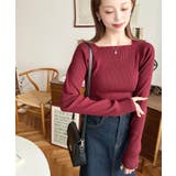 スクエアネックリブニットプルオーバー12G | moment+ | 詳細画像63 