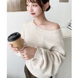 ショート丈ワンショルダーミックスニットプルオーバー | moment+ | 詳細画像11 