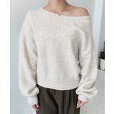 ショート丈ワンショルダーミックスニットプルオーバー | moment+ | 詳細画像12 