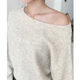 ショート丈ワンショルダーミックスニットプルオーバー | moment+ | 詳細画像13 