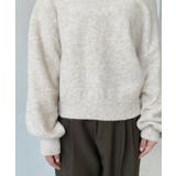 ショート丈ワンショルダーミックスニットプルオーバー | moment+ | 詳細画像14 