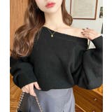 ショート丈ワンショルダーミックスニットプルオーバー | moment+ | 詳細画像17 