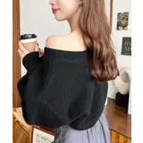 ショート丈ワンショルダーミックスニットプルオーバー | moment+ | 詳細画像20 