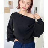 ショート丈ワンショルダーミックスニットプルオーバー | moment+ | 詳細画像31 