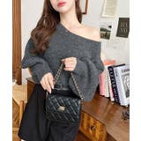 ショート丈ワンショルダーミックスニットプルオーバー | moment+ | 詳細画像35 