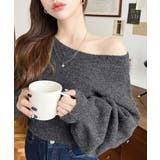 ショート丈ワンショルダーミックスニットプルオーバー | moment+ | 詳細画像36 