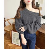 ショート丈ワンショルダーミックスニットプルオーバー | moment+ | 詳細画像37 