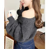 ショート丈ワンショルダーミックスニットプルオーバー | moment+ | 詳細画像38 