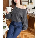 ショート丈ワンショルダーミックスニットプルオーバー | moment+ | 詳細画像39 