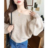 ショート丈ワンショルダーミックスニットプルオーバー | moment+ | 詳細画像42 