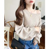 ショート丈ワンショルダーミックスニットプルオーバー | moment+ | 詳細画像43 