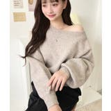 ショート丈ワンショルダーミックスニットプルオーバー | moment+ | 詳細画像48 