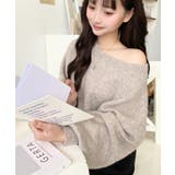 ショート丈ワンショルダーミックスニットプルオーバー | moment+ | 詳細画像52 