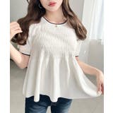 クロシェ編み5分袖ペプラムニットプルオーバー | moment+ | 詳細画像2 