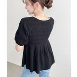 クロシェ編み5分袖ペプラムニットプルオーバー | moment+ | 詳細画像24 