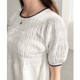 クロシェ編み5分袖ペプラムニットプルオーバー | moment+ | 詳細画像9 