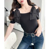 リボンストラップオフショル半袖ニットプルオーバー | moment+ | 詳細画像10 