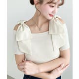 リボンストラップオフショル半袖ニットプルオーバー | moment+ | 詳細画像3 