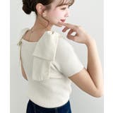 リボンストラップオフショル半袖ニットプルオーバー | moment+ | 詳細画像4 