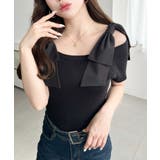 リボンストラップオフショル半袖ニットプルオーバー | moment+ | 詳細画像9 