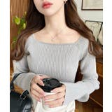 スクエアネックSSリブニットプルオーバー | moment+ | 詳細画像25 