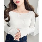 スクエアネックSSリブニットプルオーバー | moment+ | 詳細画像3 