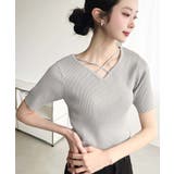 クロスストラップSS半袖リブニットプルオーバー | moment+ | 詳細画像17 