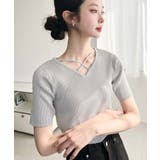 クロスストラップSS半袖リブニットプルオーバー | moment+ | 詳細画像19 