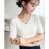 クロスストラップSS半袖リブニットプルオーバー | moment+ | 詳細画像2 