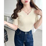 クロスストラップSS半袖リブニットプルオーバー | moment+ | 詳細画像23 