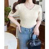 クロスストラップSS半袖リブニットプルオーバー | moment+ | 詳細画像7 