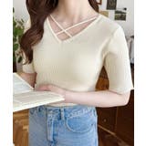 クロスストラップSS半袖リブニットプルオーバー | moment+ | 詳細画像8 