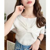 リボンレイヤード風SS半袖リブニットプルオーバー | moment+ | 詳細画像1 