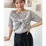 リボンレイヤード風SS半袖リブニットプルオーバー | moment+ | 詳細画像10 