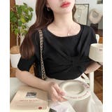 リボンレイヤード風SS半袖リブニットプルオーバー | moment+ | 詳細画像16 