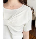 リボンレイヤード風SS半袖リブニットプルオーバー | moment+ | 詳細画像18 