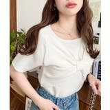 リボンレイヤード風SS半袖リブニットプルオーバー | moment+ | 詳細画像4 