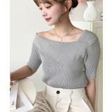 アシンメトリーオフショルダーSS半袖リブニットプルオーバー | moment+ | 詳細画像13 