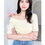 アシンメトリーオフショルダーSS半袖リブニットプルオーバー | moment+ | 詳細画像2 