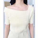 アシンメトリーオフショルダーSS半袖リブニットプルオーバー | moment+ | 詳細画像6 