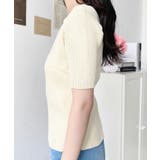 アシンメトリーオフショルダーSS半袖リブニットプルオーバー | moment+ | 詳細画像8 