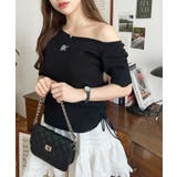 ワンショルドロストワンポイント刺繍SS半袖リブニットプルオーバー | moment+ | 詳細画像11 