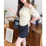 ワンショルドロストワンポイント刺繍SS半袖リブニットプルオーバー | moment+ | 詳細画像16 