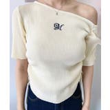 ワンショルドロストワンポイント刺繍SS半袖リブニットプルオーバー | moment+ | 詳細画像21 